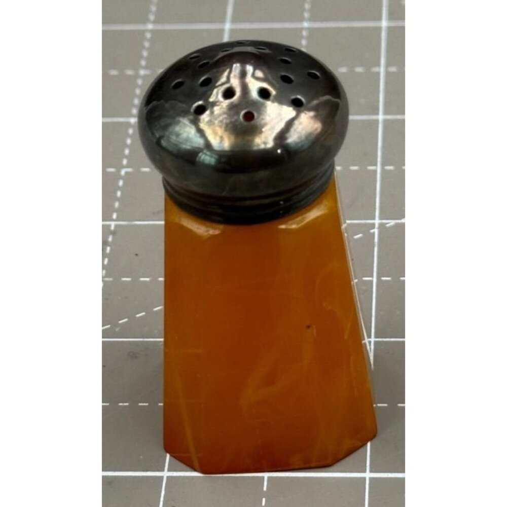 Butterscotch Bakelite Octagon Salt and or Pepper Shaker with Sterling Top